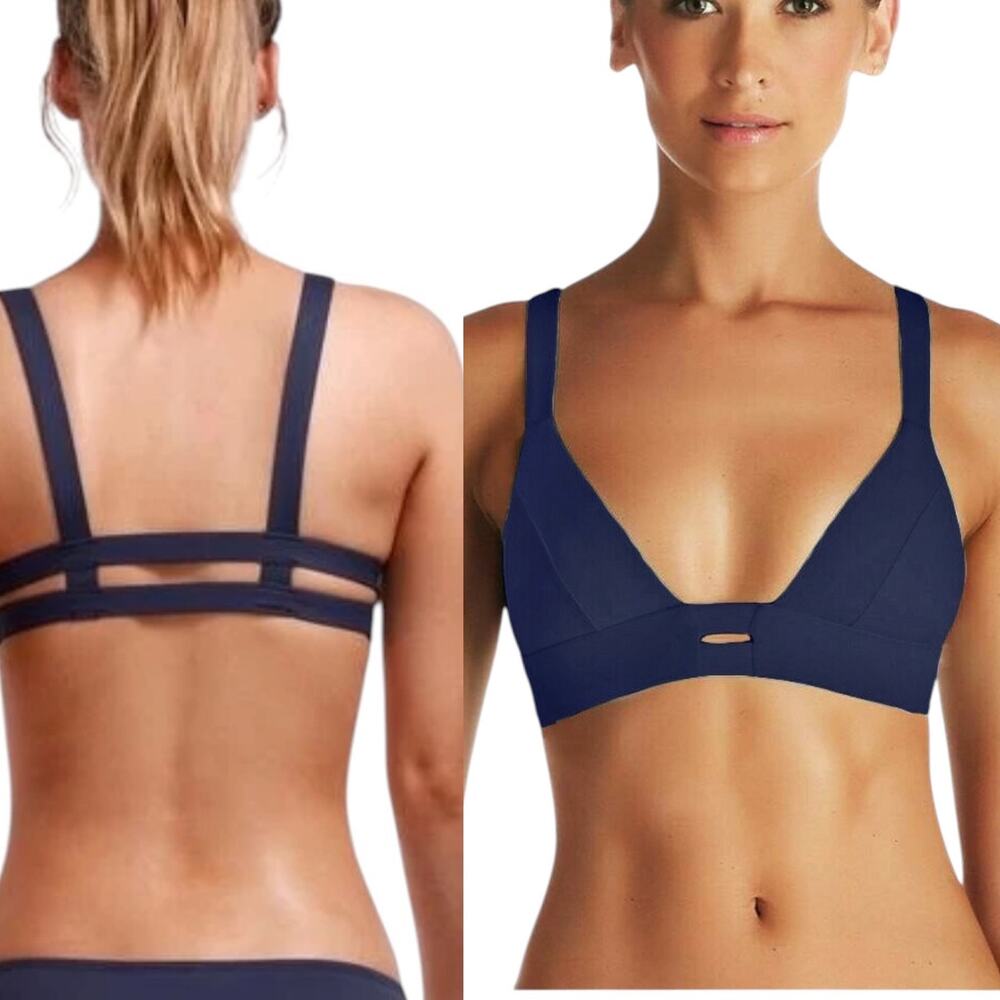 NWT Vitamin A Deep Blue Neutra Bralette Strappy Swimsuit Bikini Top Size  XL